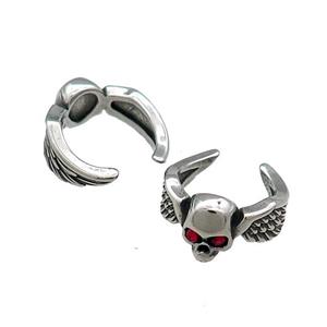 Stainless Steel Clip Earrings Skull Antique Silver, approx 13-15mm