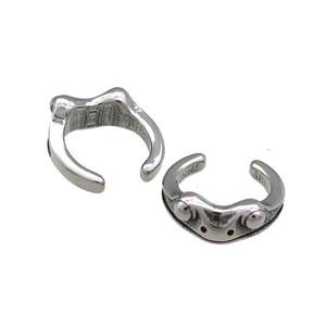 Stainless Steel Clip Earrings Antique Silver, approx 13-15mm