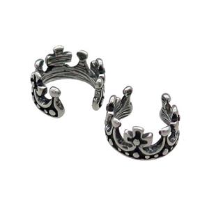 Stainless Steel Clip Earrings Antique Silver, approx 13-15mm