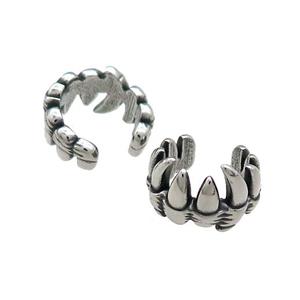 Stainless Steel Clip Earrings Claw Antique Silver, approx 13-15mm