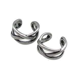 Stainless Steel Clip Earrings Antique Silver, approx 13-15mm