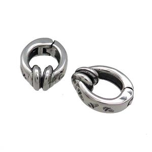 Stainless Steel Clip Earrings Antique Silver, approx 13-15mm