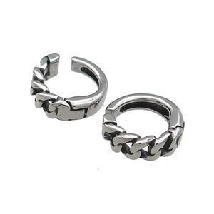 Stainless Steel Clip Earrings Antique Silver, approx 13-15mm