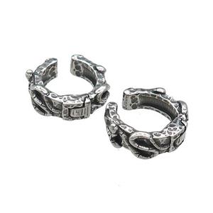 Stainless Steel Clip Earrings Antique Silver, approx 13-15mm