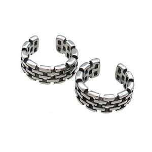 Stainless Steel Clip Earrings Antique Silver, approx 13-15mm