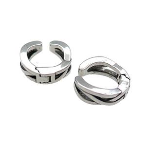 Stainless Steel Clip Earrings Antique Silver, approx 13-15mm