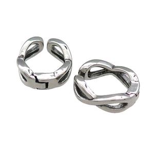 Stainless Steel Clip Earrings Antique Silver, approx 13-15mm