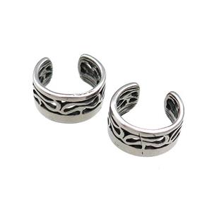 Stainless Steel Clip Earrings Antique Silver, approx 13-15mm