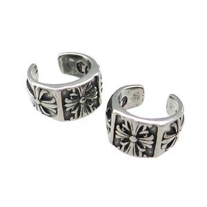 Stainless Steel Clip Earrings Antique Silver, approx 13-15mm