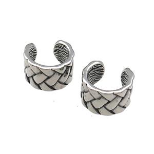 Stainless Steel Clip Earrings Antique Silver, approx 13-15mm