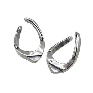 Stainless Steel Clip Earrings Antique Silver, approx 13-15mm