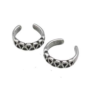 Stainless Steel Clip Earrings Antique Silver, approx 13-15mm