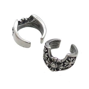 Stainless Steel Clip Earrings Antique Silver, approx 13-15mm