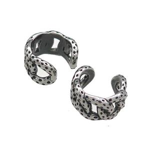 Stainless Steel Clip Earrings Antique Silver, approx 13-15mm