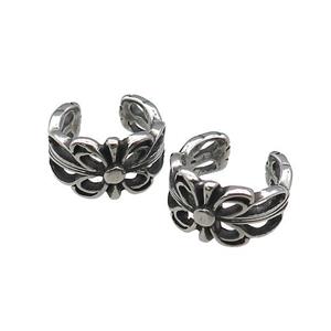 Stainless Steel Clip Earrings Antique Silver, approx 13-15mm