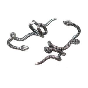 Stainless Steel Clip Earrings Snake Antique Silver, approx 40mm, 15mm