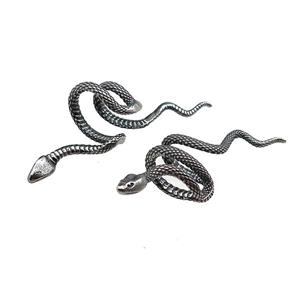 Stainless Steel Clip Earrings Snake Antique Silver, approx 50mm, 15mm