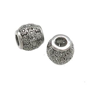 Raw Titanium Steel Barrel Beads Large Hole Hollow, approx 9-10mm, 4mm hole