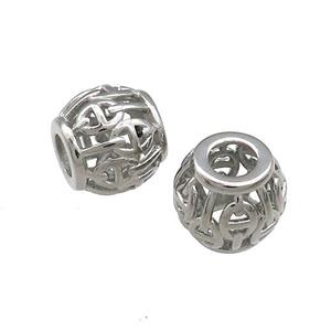 Raw Titanium Steel Barrel Beads Large Hole Hollow , approx 9-10mm, 4mm hole