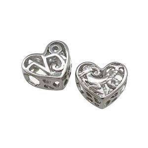 Raw Titanium Steel Heart Beads Zodiac Capricorn Large Hole Hollow, approx 12mm, 4mm hole