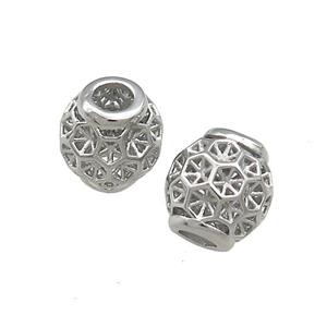 Raw Titanium Steel Barrel Beads Large Hole Hollow, approx 10mm, 4mm hole