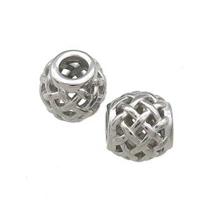 Raw Titanium Steel Round Beads Large Hole Hollow, approx 9-10mm, 4mm hole