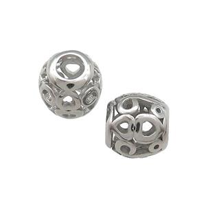 Raw Titanium Steel Round Beads Large Hole Hollow, approx 9-10mm, 4mm hole