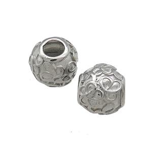 Raw Titanium Steel Round Beads Large Hole, approx 9-10mm, 4mm hole