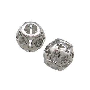 Raw Titanium Steel Barrel Beads Large Hole Hollow, approx 9-10mm, 4mm hole