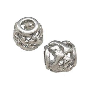 Raw Titanium Steel Barrel Beads Large Hole Hollow, approx 9-10mm, 4mm hole