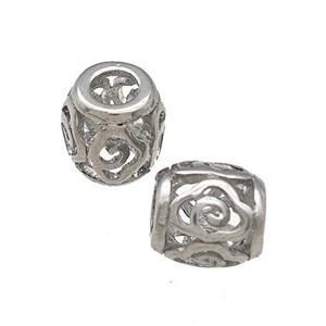 Raw Titanium Steel Barrel Beads Large Hole Hollow, approx 9-10mm, 4mm hole