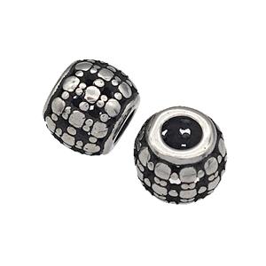 316 Stainless Steel Round Beads Hollow Large Hole Antique silver, approx 9-10mm, 4mm hole