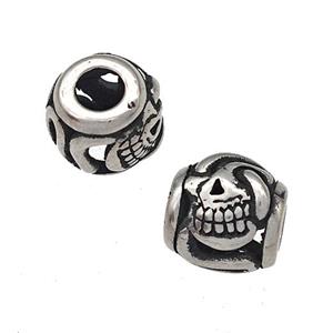 Stainless Steel Barrel Beads Hollow Large Hole Antique Silver, approx 9-10mm, 4mm hole