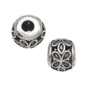 Stainless Steel Round Beads Hollow Large Hole Antique Silver, approx 9-10mm, 4mm hole