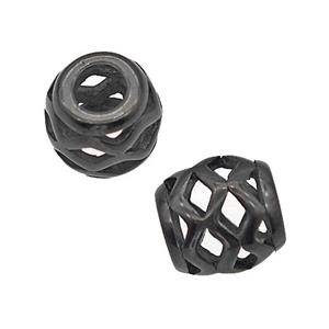 Stainless Steel Barrel Beads Large Hole Hollow Black Plated, approx 9-10mm, 4mm hole