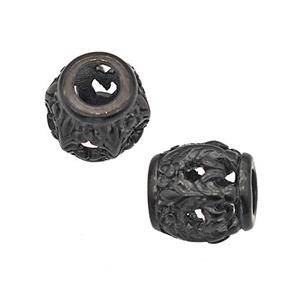 Stainless Steel Barrel Beads Large Hole Hollow Black Plated, approx 9-10mm, 4mm hole