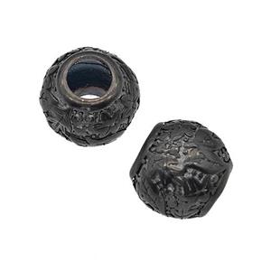 Stainless Steel Round Beads Flower Large Hole Hollow Black Plated, approx 9-10mm, 4mm hole