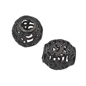 Stainless Steel Barrel Beads Large Hole Hollow Black Plated, approx 9-10mm, 4mm hole