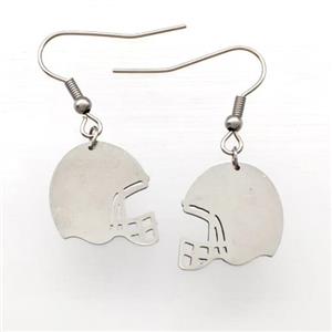 Raw Stainless Steel Hook Earrings Football Helmet Sport Blank, approx 17-18mm