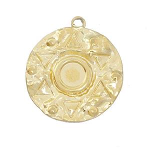 Stainless Steel Circle Pendant Gold Plated, approx 21mm