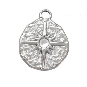 Raw Stainless Steel Sunburst Pendant Circle, approx 18-20mm