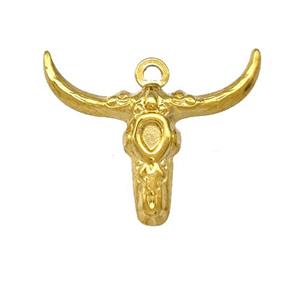 Stainless Steel Bull Head Pendant Cow Gold Plated, approx 20-25mm