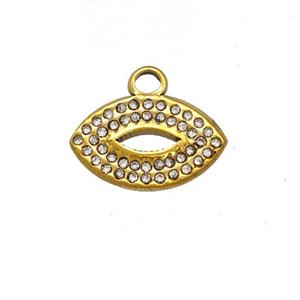 Stainless Steel Lips Pendant Pave Rhinestone Gold Plated, approx 9-15mm