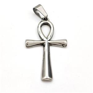 Raw Stainless Steel Cross Pendant, approx 24-40mm