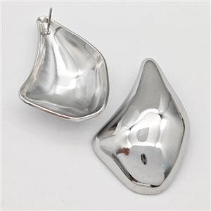 Raw Stainless Steel Stud Earring Teardrop, approx 25-38mm