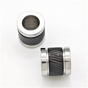 Stainless Steel Tube Beads Large Hole Black Plated, approx 10mm, 6mm hole