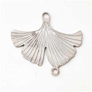 Raw Stainless Steel Ginkgo Leaf Connector, approx 14-20mm