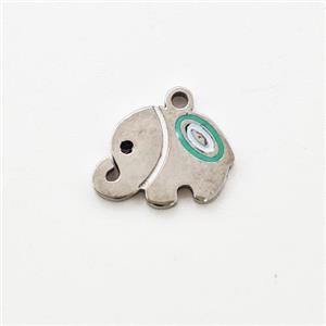 Raw Stainless Steel Elephant Pendant Enamel, approx 7-11mm