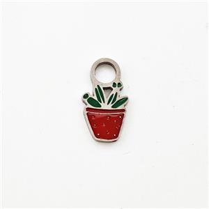 Raw Stainless Steel Flower Plant Pendant Enamel, approx 6-10mm