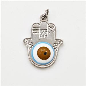 Raw Stainless Steel Hand Pendant Evil Eye, approx 13-15mm